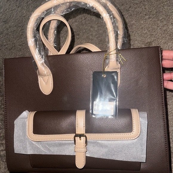 Veda Two-Tone Buckle Medium Satchel Bag - Picture 2 of 6